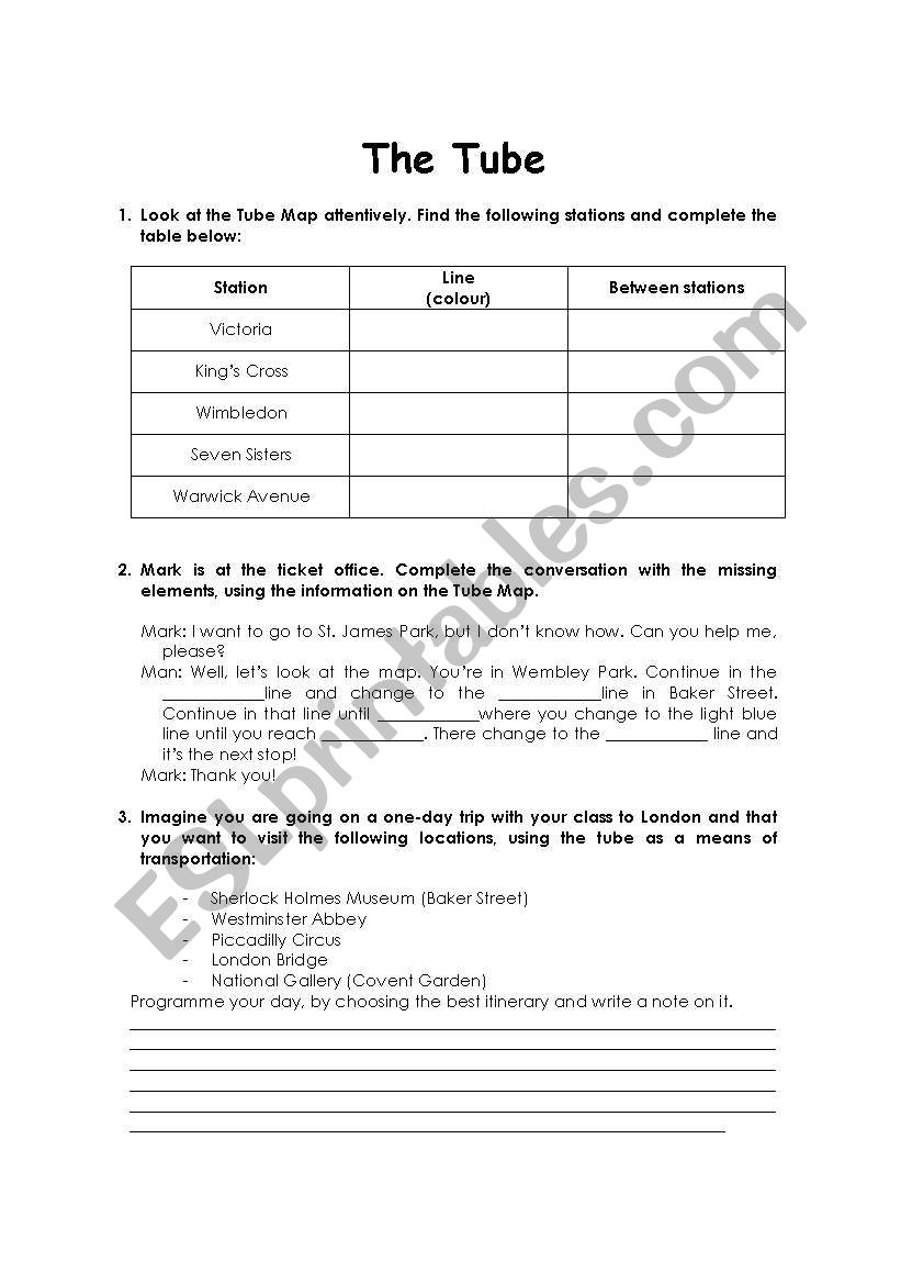 The Tube worksheet