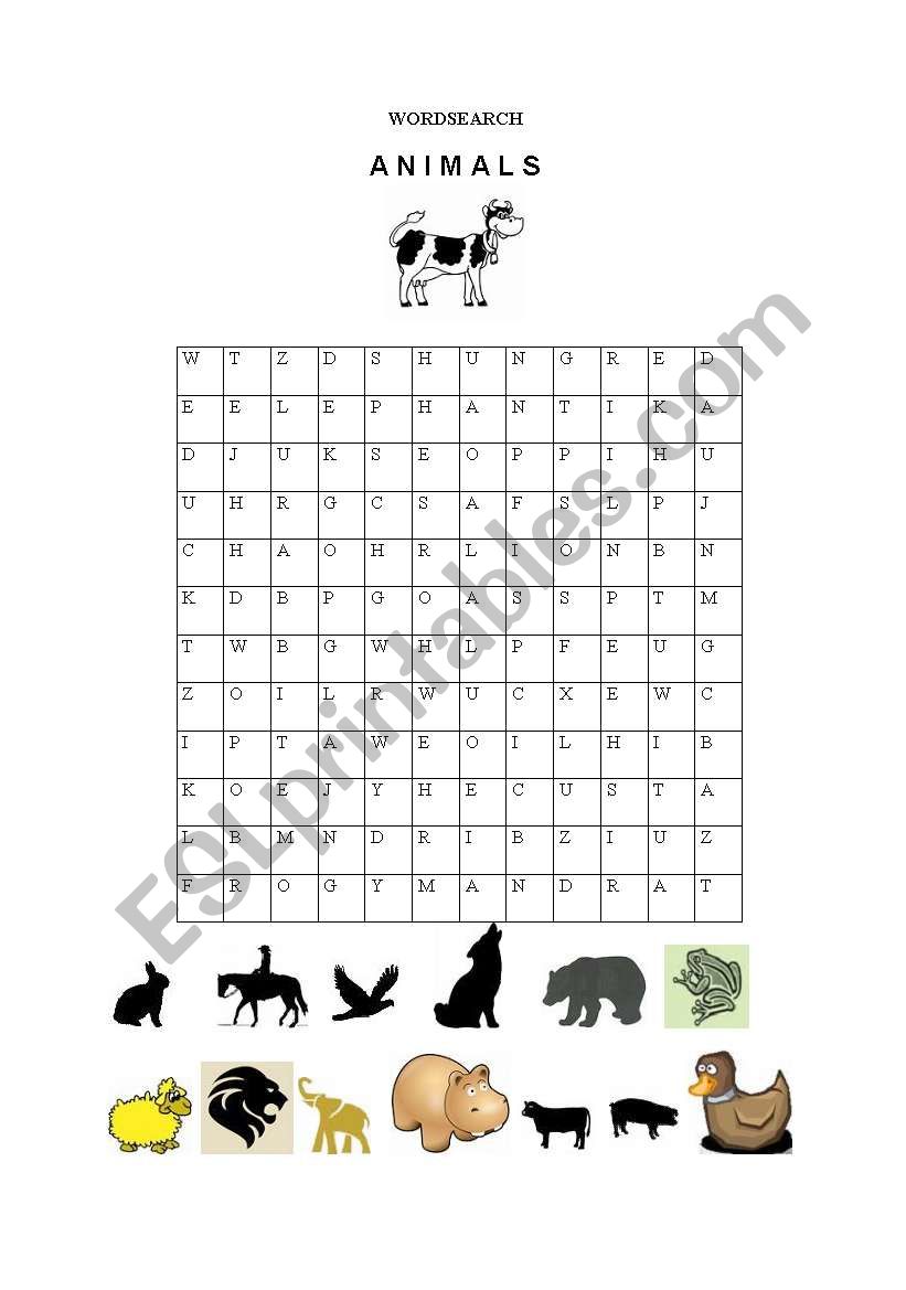 Animal Wordsearch worksheet