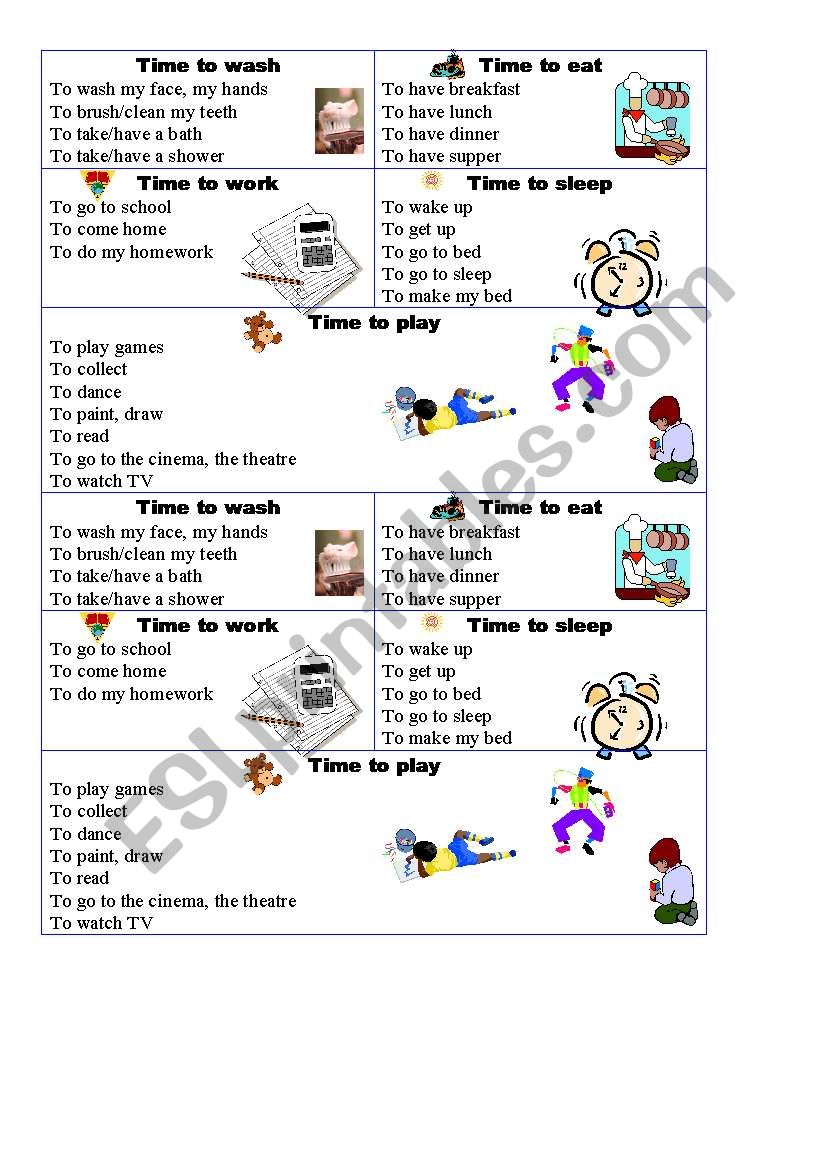 Activities worksheet