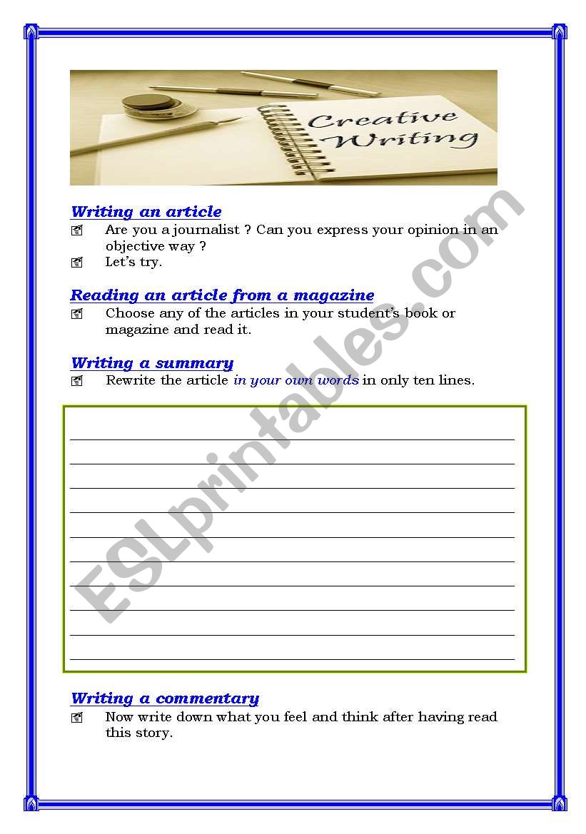 Creatieve writing strategies (4 pages)
