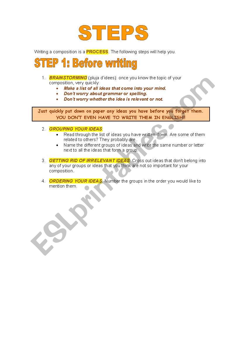 WRITING GUIDE: STEPS FOR WRITING (Part 1 of 4)