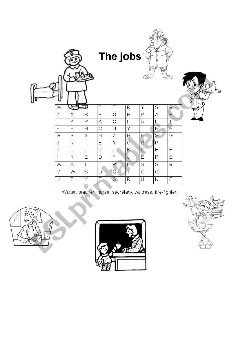 Jobs crossword worksheet