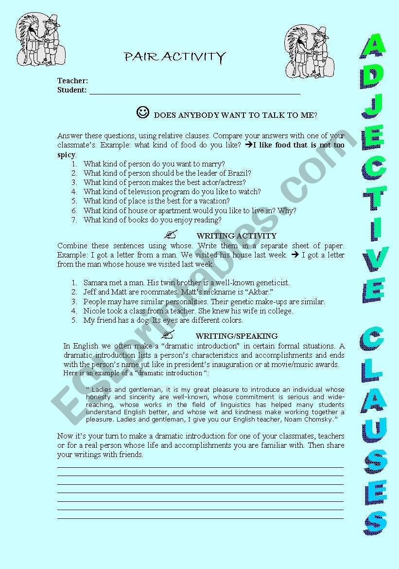 relative clauses worksheet