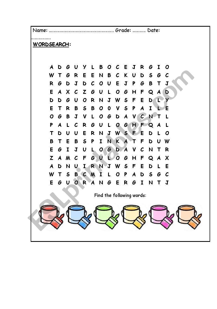 THE COLOURS worksheet