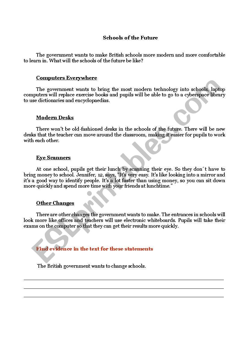 school of the future worksheet