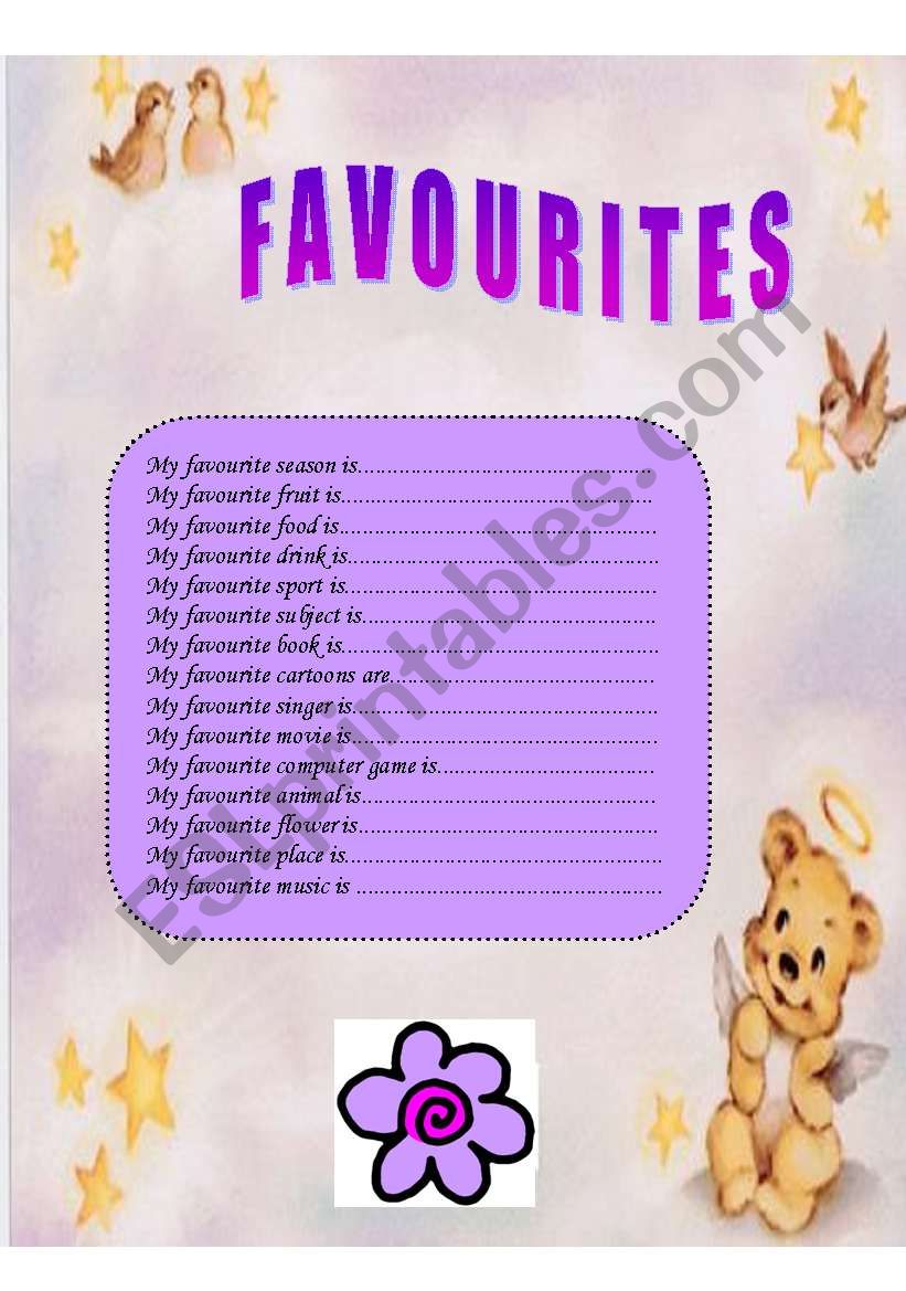 Favourites worksheet