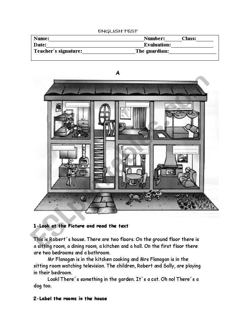 RobertÂ´s house worksheet
