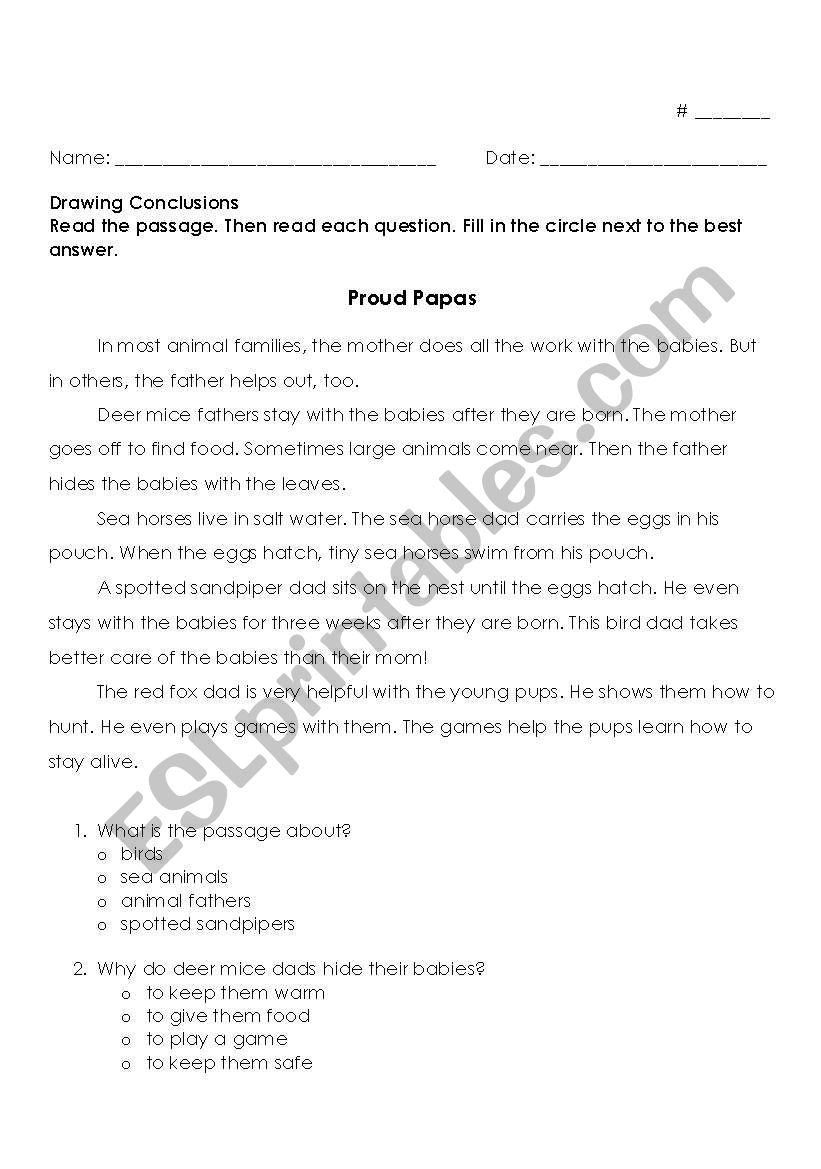 Drawing Conclusions worksheet
