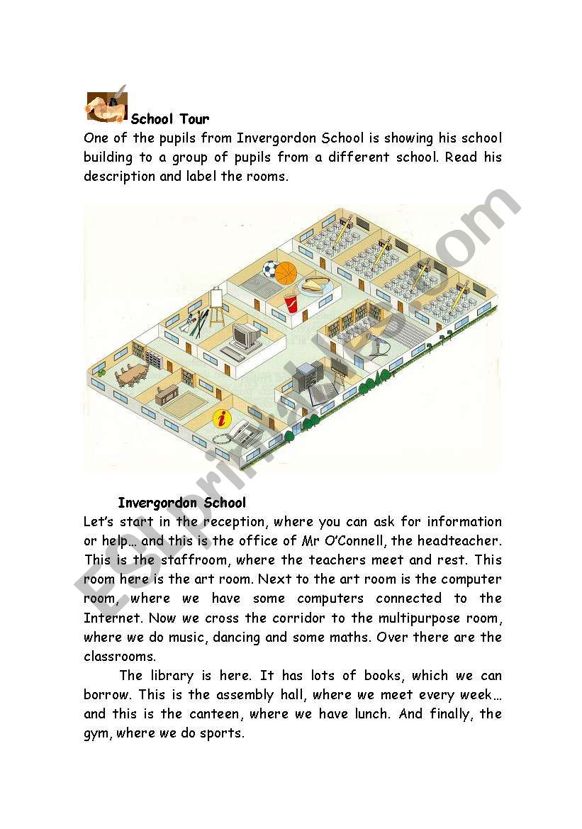 School Tour - Rooms worksheet