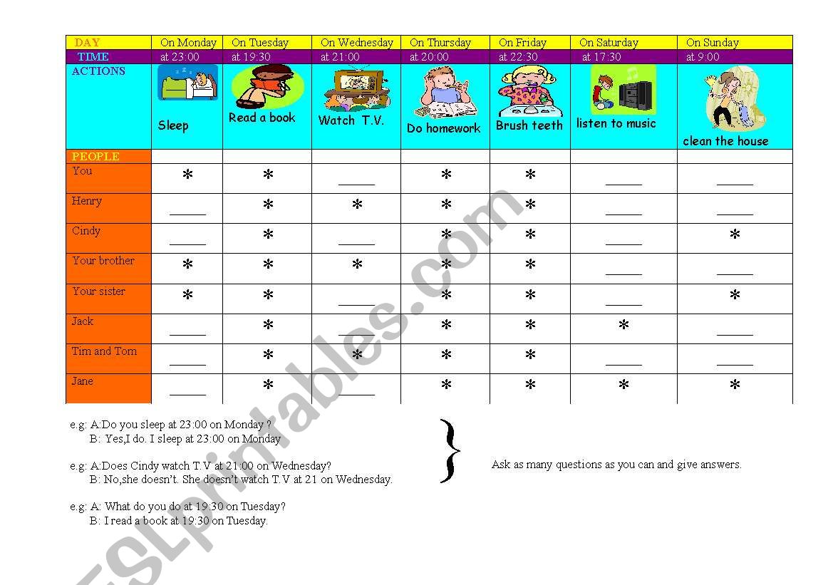 SIMPLE PRESENT TENSE ACTIVITY worksheet