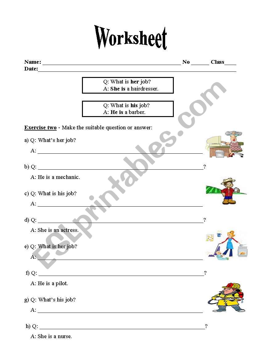 What is her/his job worksheet