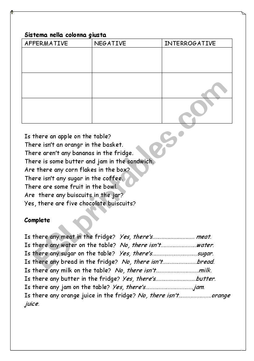 SOME...ANY... worksheet