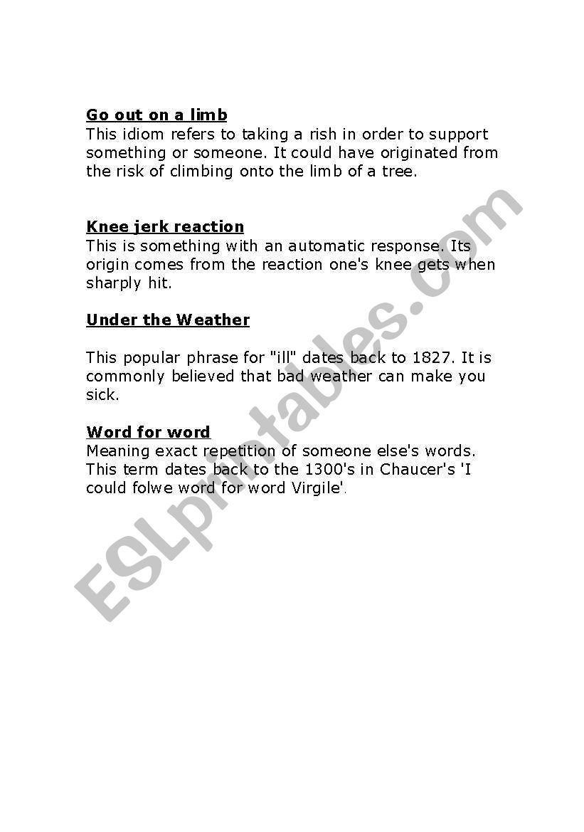 Love Idioms worksheet