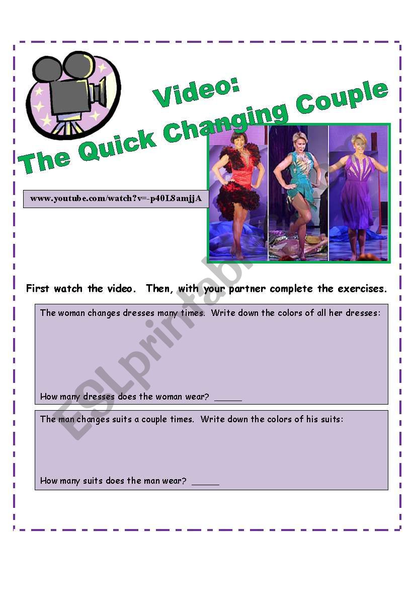 Simple Video Clip for the Classroom:  The Quick Changing Couple