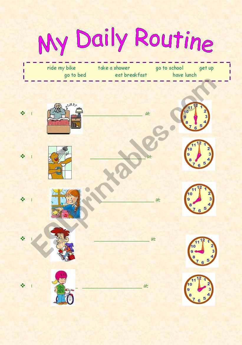 daily routine (2 pages) worksheet