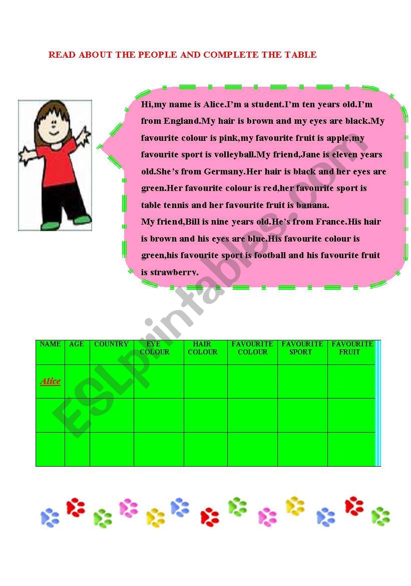 reading comprehension worksheet