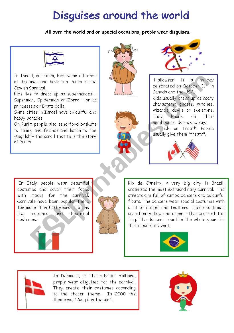 disguises around the world  worksheet