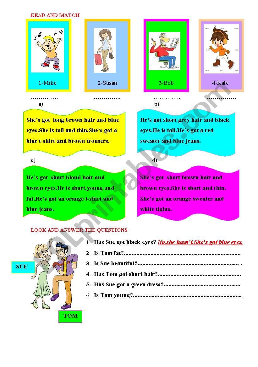 physical description worksheet