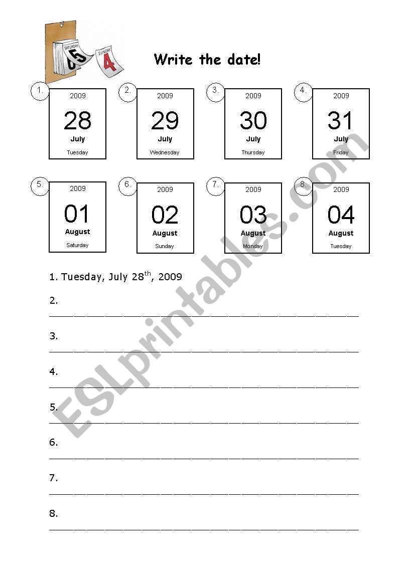 Writing the date! worksheet