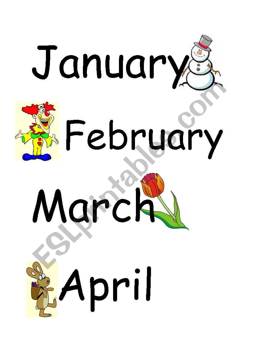 Months - Word cards (Jan-Dec) worksheet