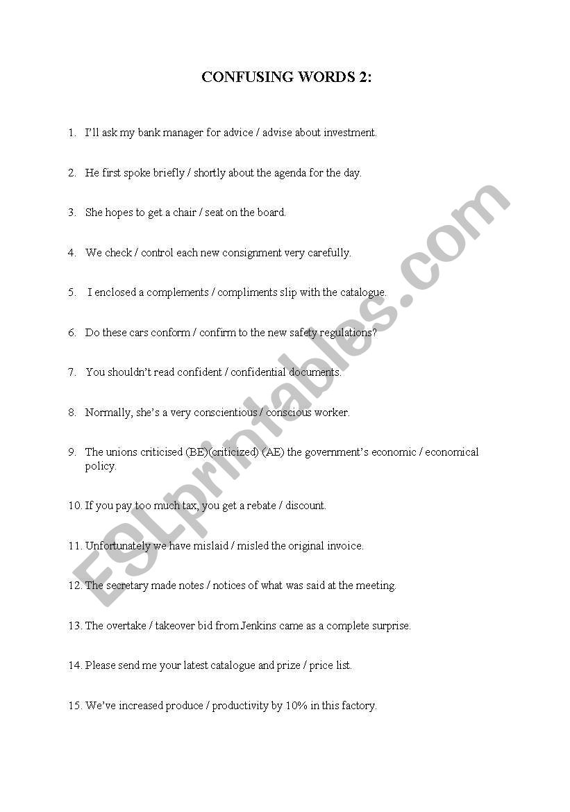 Confusing Words 2 worksheet