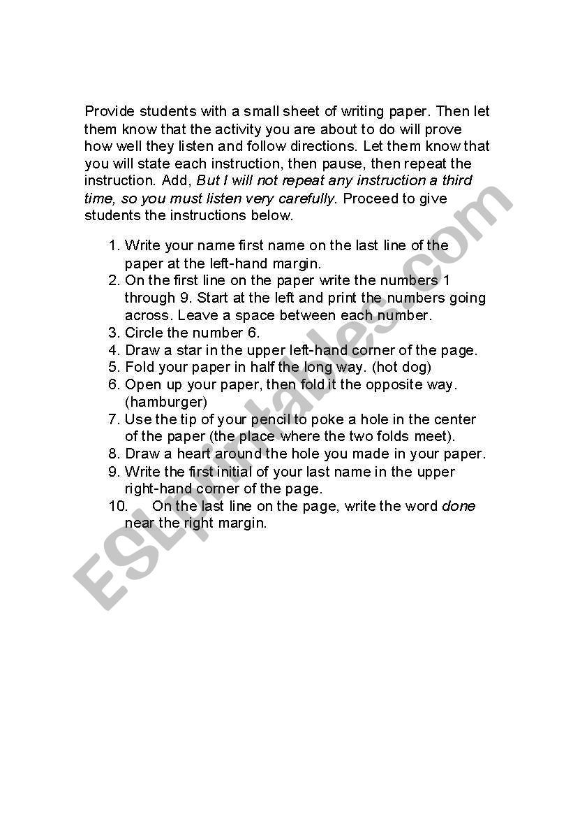 Listen Skills  worksheet
