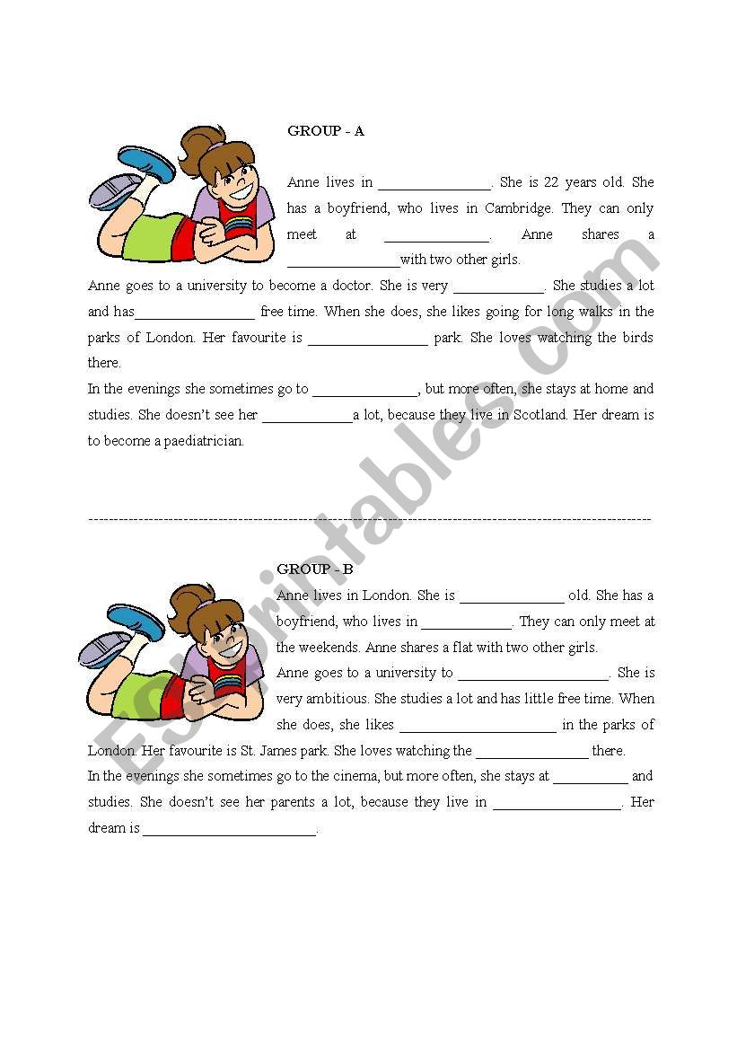 Anne - info gap activity to practice present simple questions
