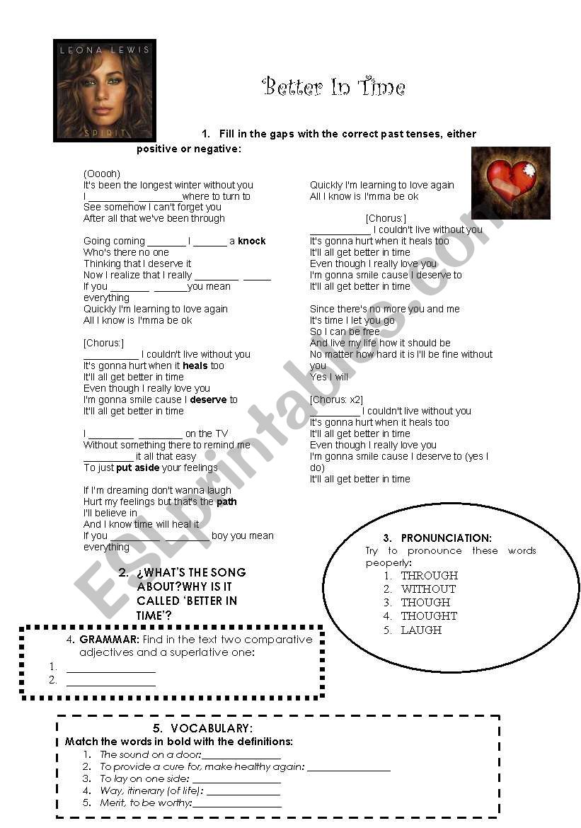 Better in time. Leona Lewis worksheet