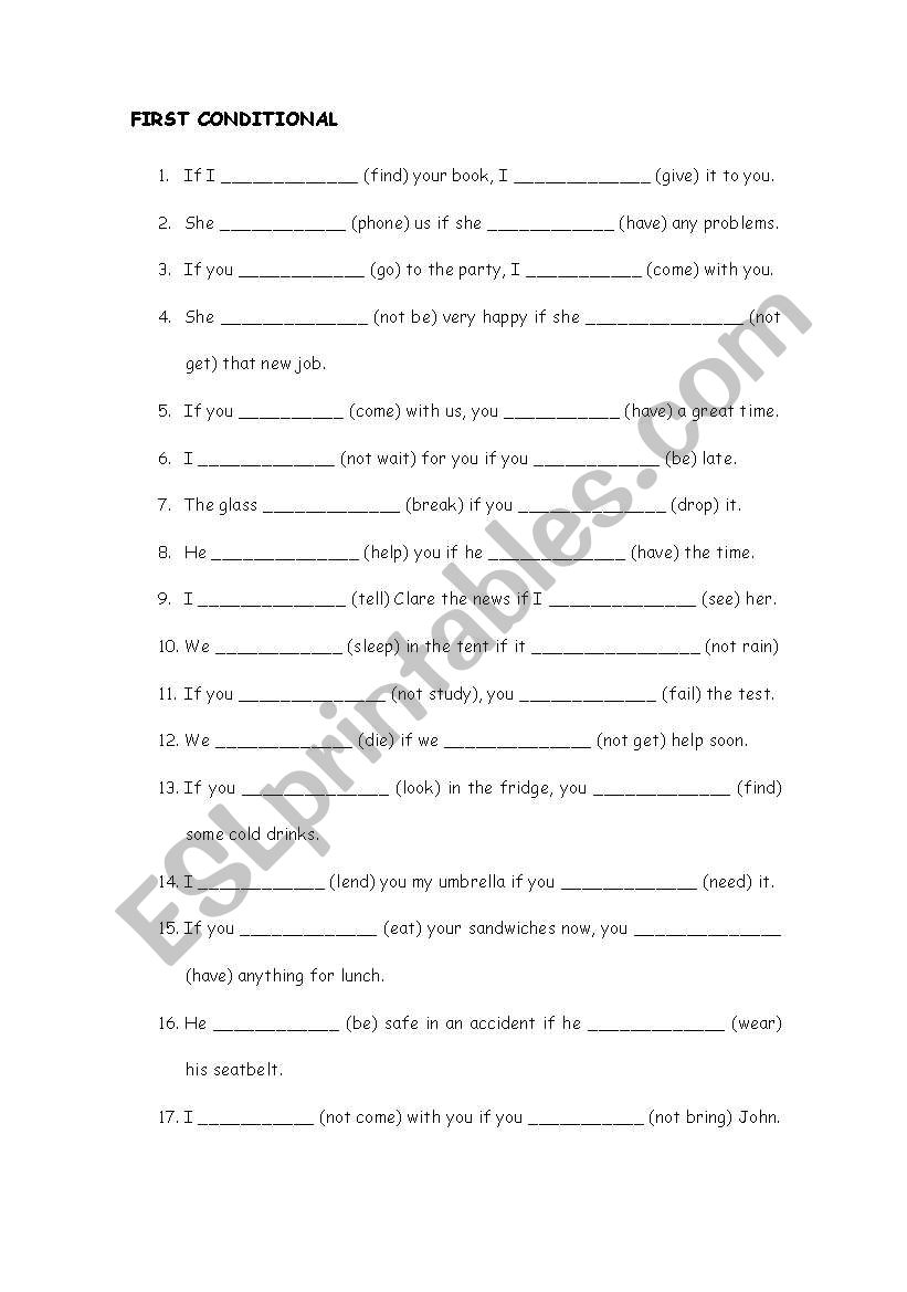 First conditional worksheet