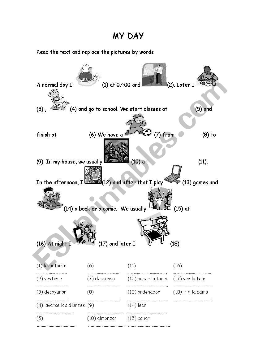 Daily Routines worksheet