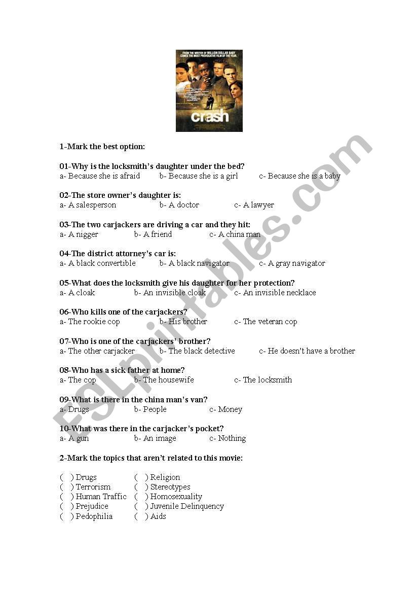 Crash - No limite PART 1 worksheet