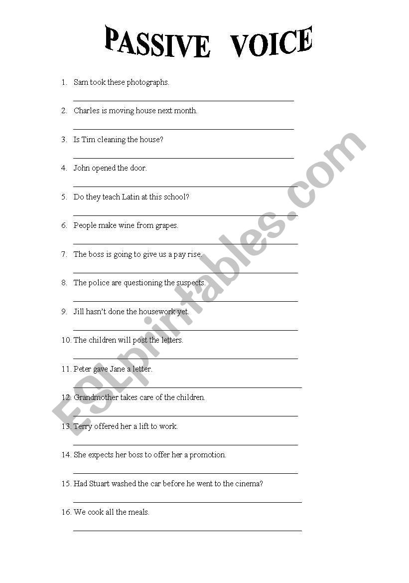 !!! PASSIVE VOICE !!! 25 SENTENCES