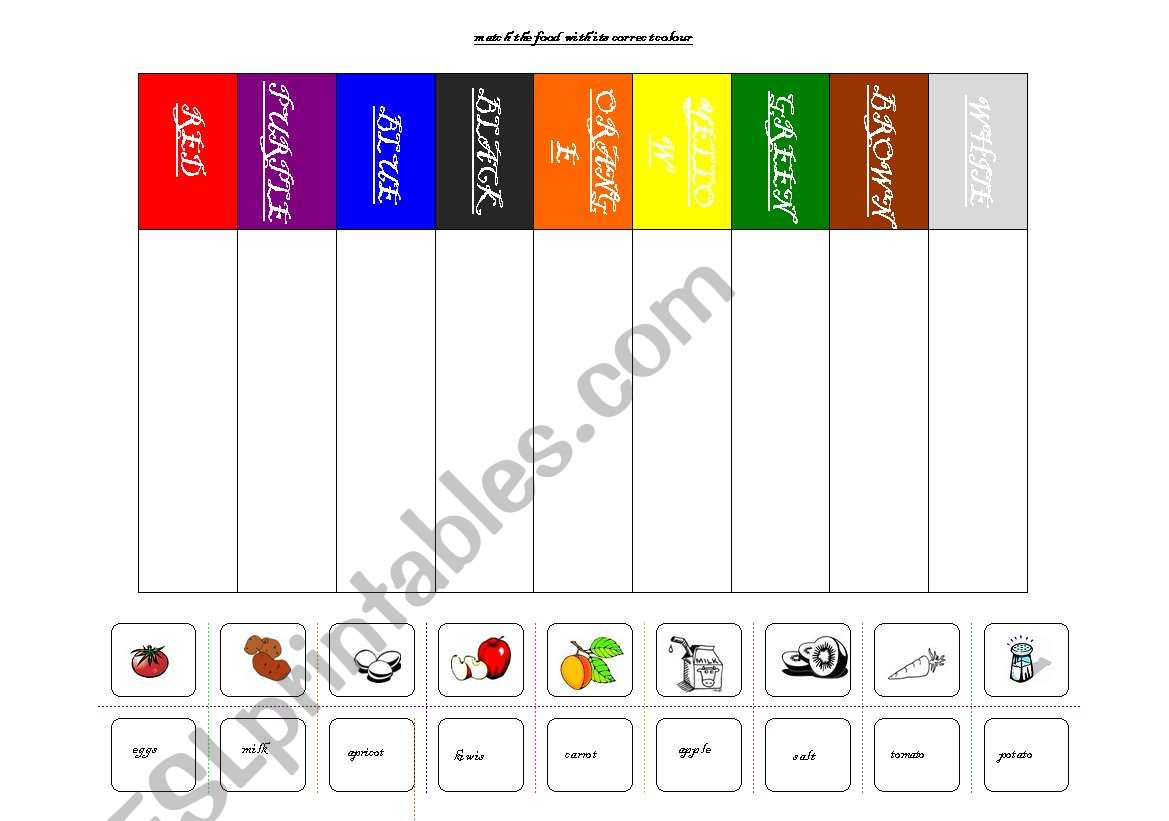 foods and their colours worksheet