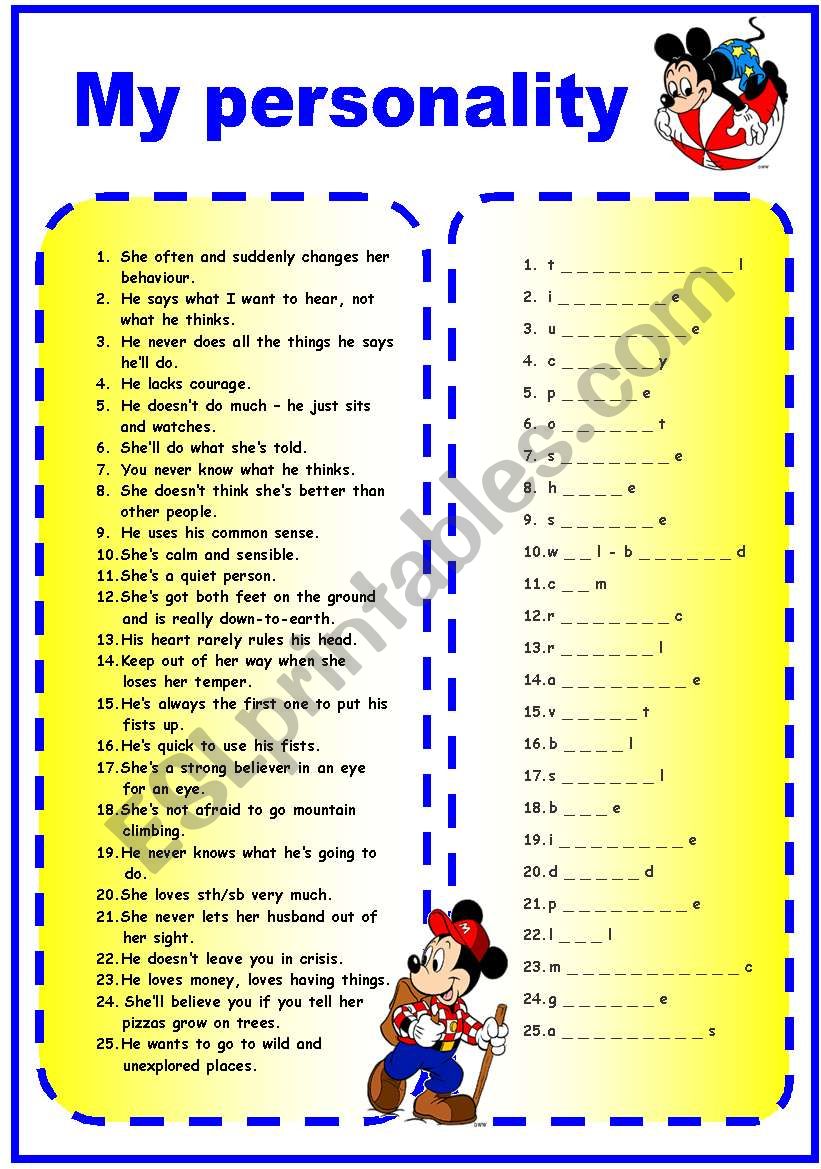 PERSONALITY adjectives + KEY (2)