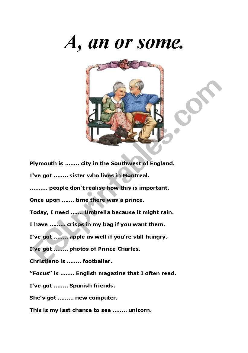 a, an or some worksheet