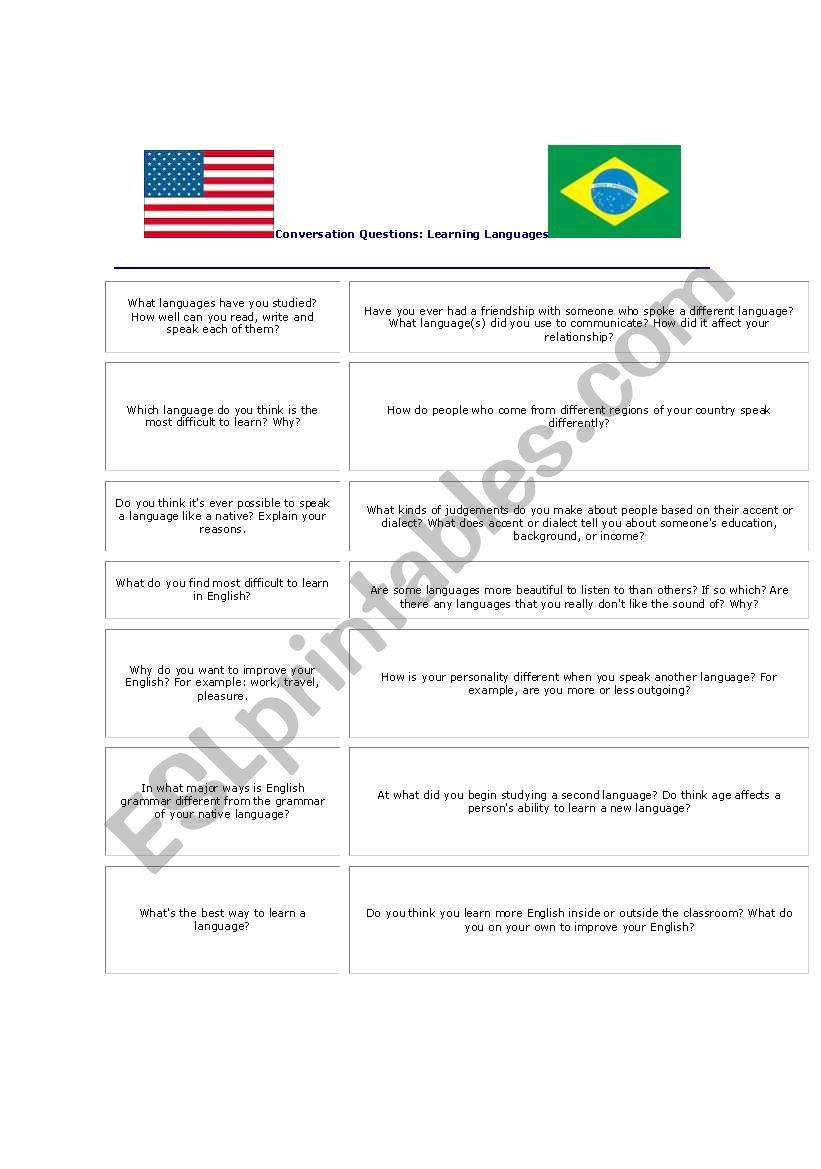 Learning languages worksheet