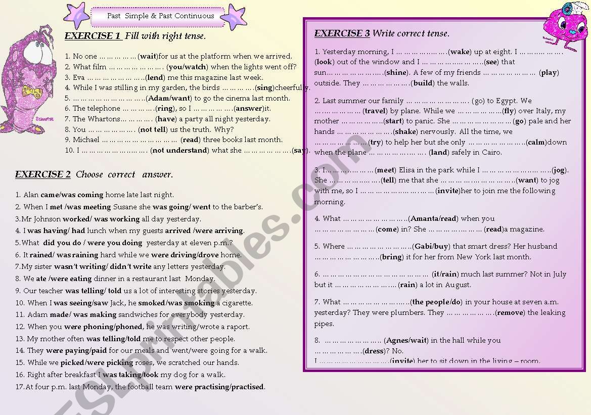 Past Continuous --Past SImple worksheet