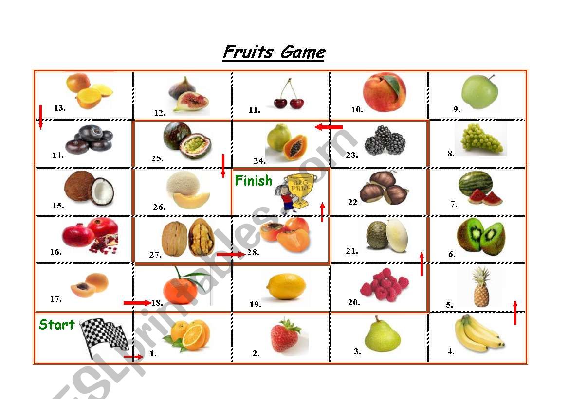 Fruits game worksheet