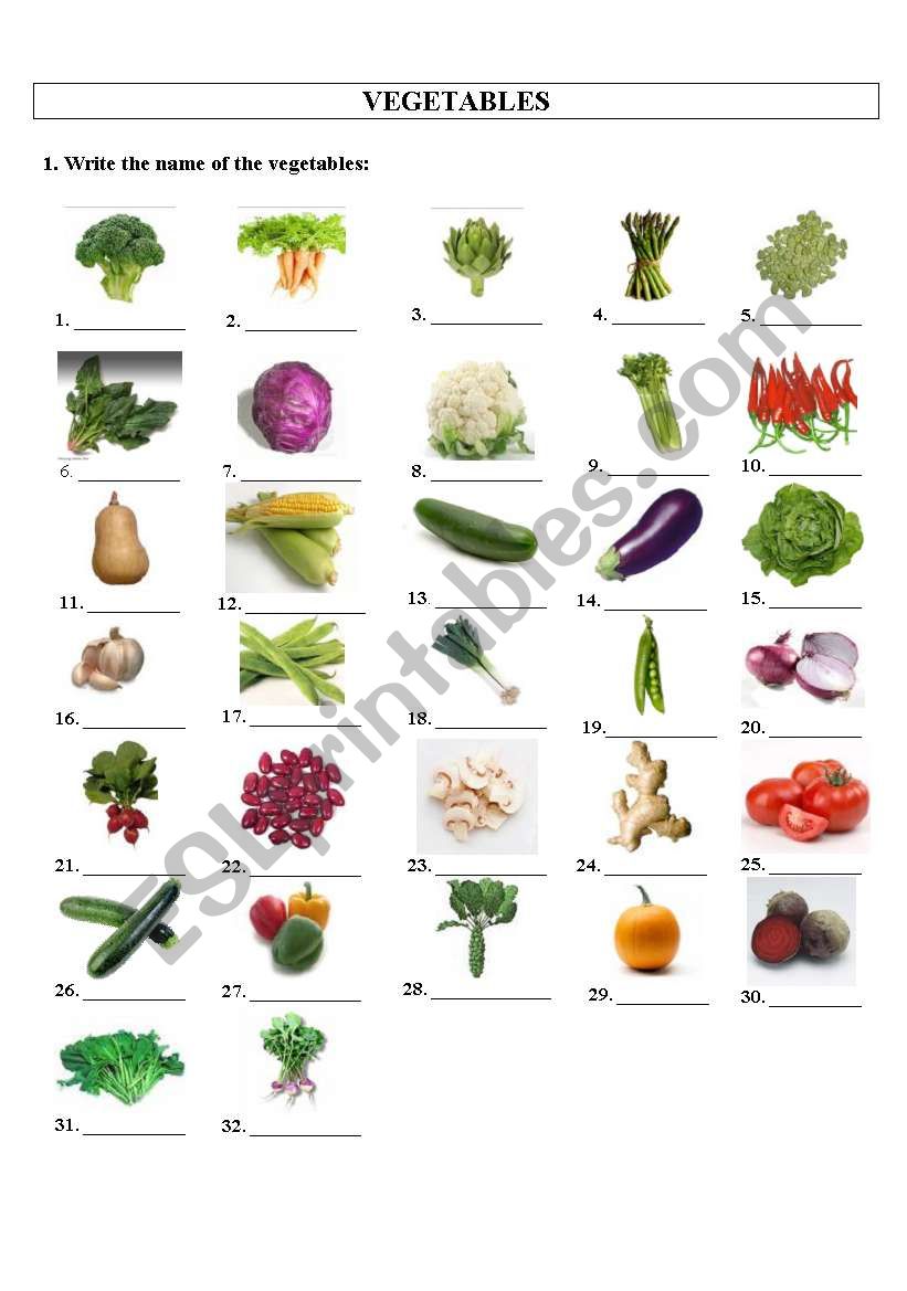 Vegetables worksheet worksheet