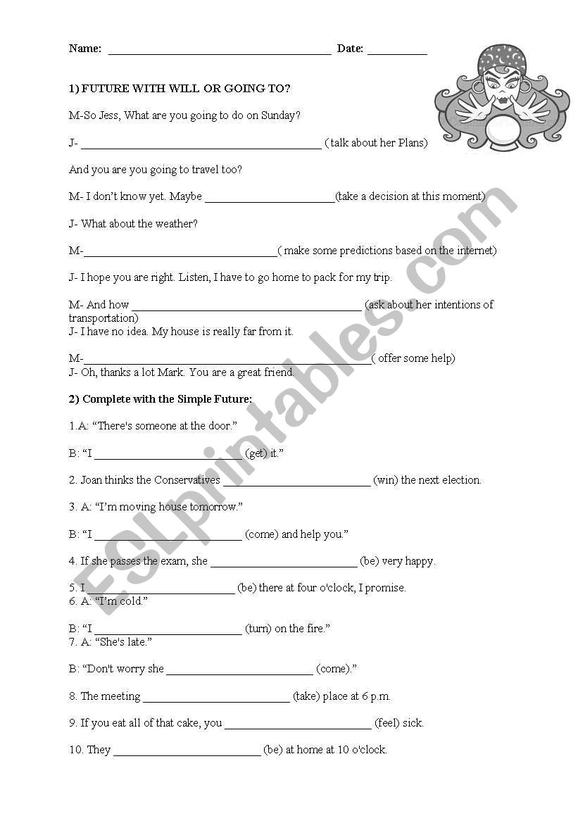 Future: Will or going to? worksheet