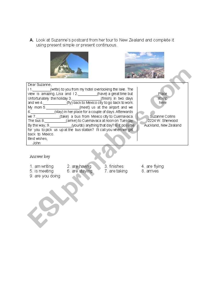 Postcard worksheet