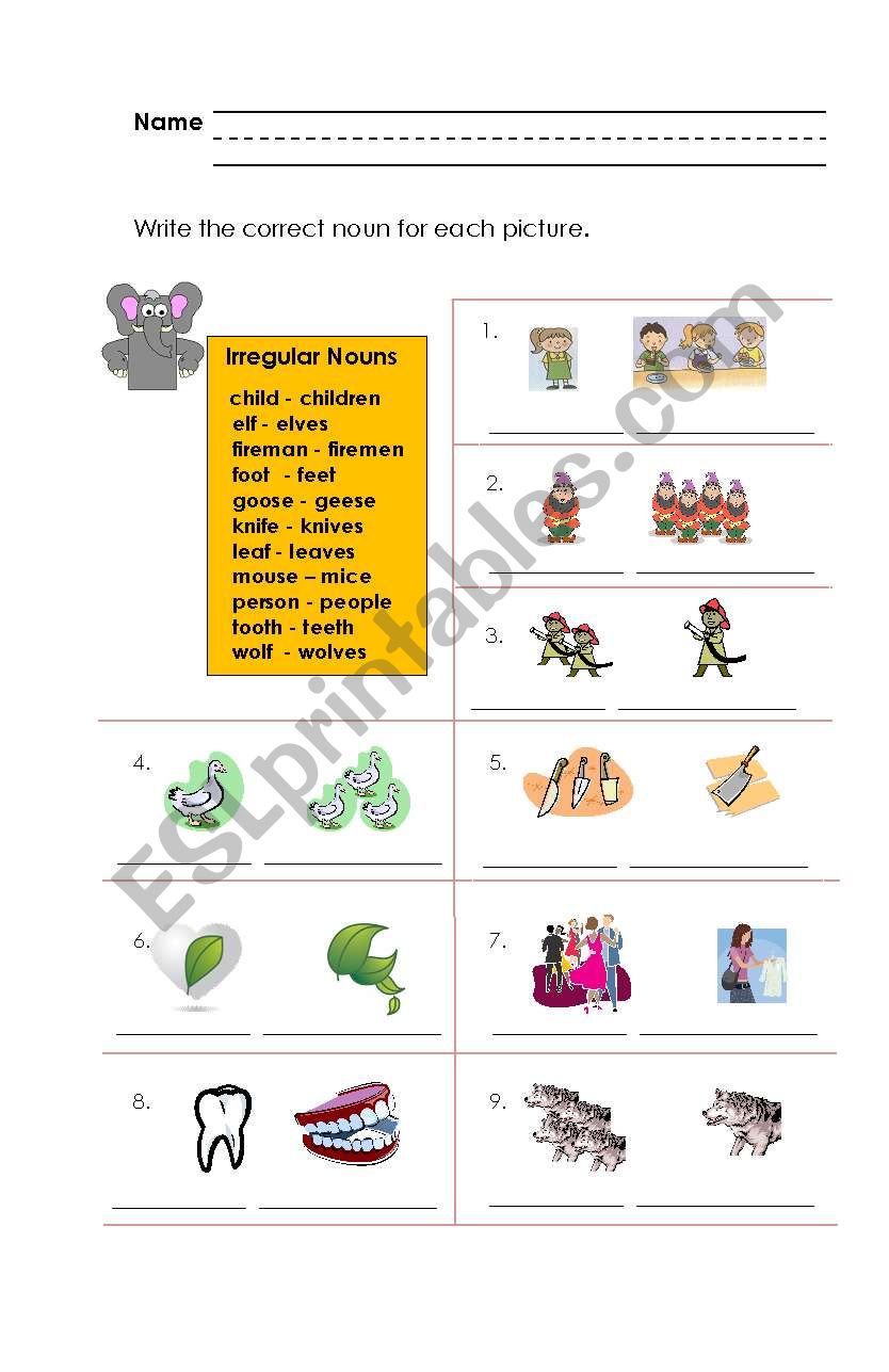 forming plurals of nouns - irregular