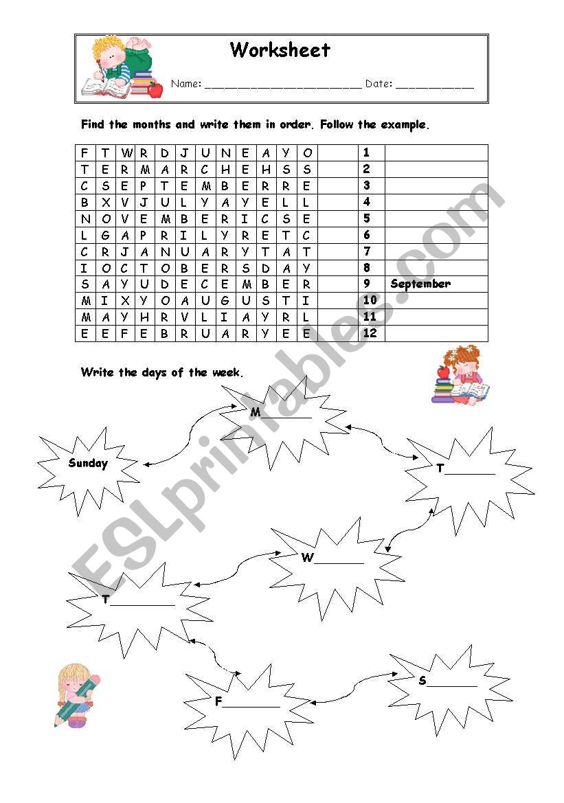 Months of the year and days of the week