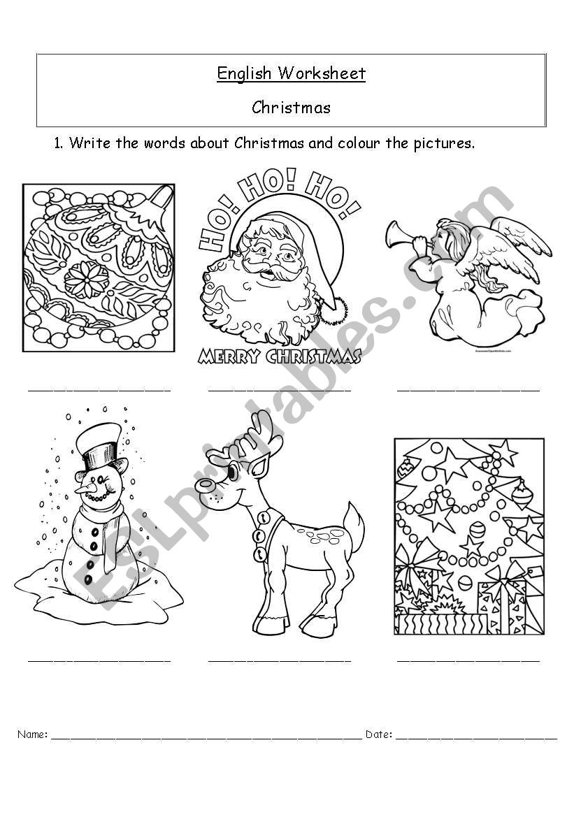 Christmas colouring worksheet
