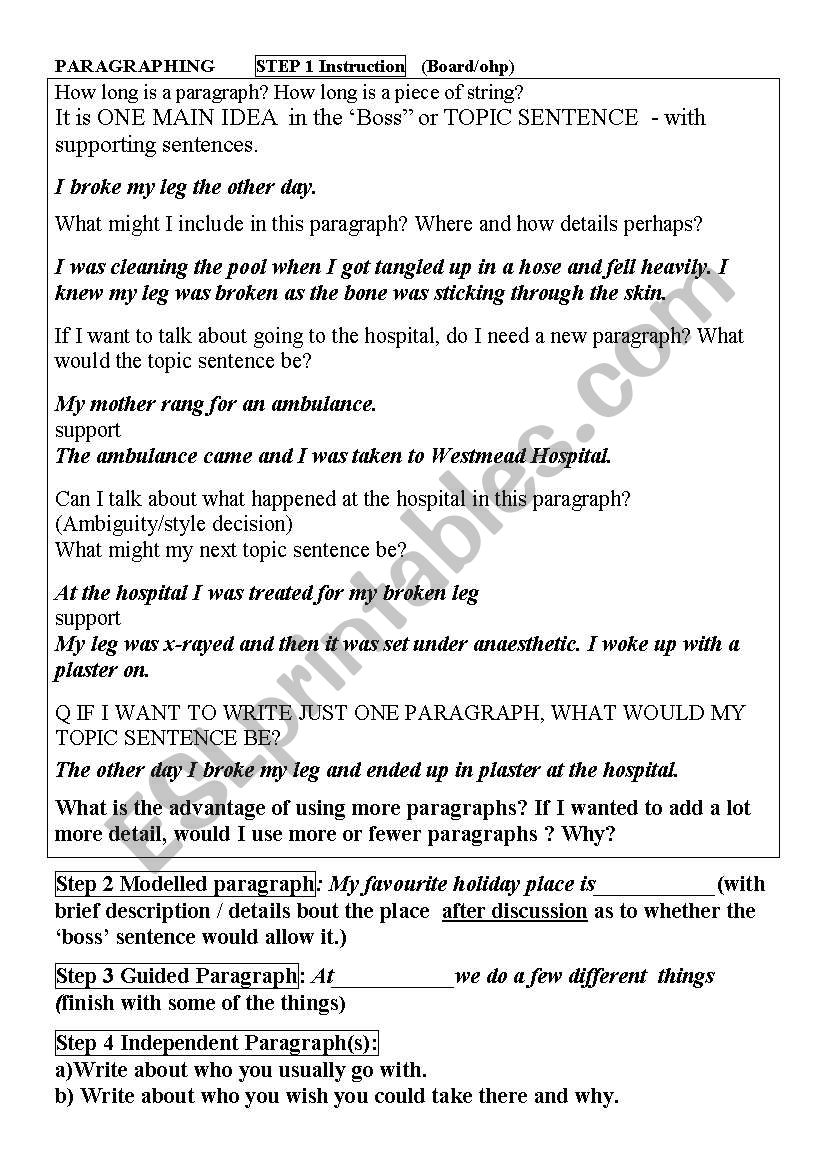 paragraphing length worksheet