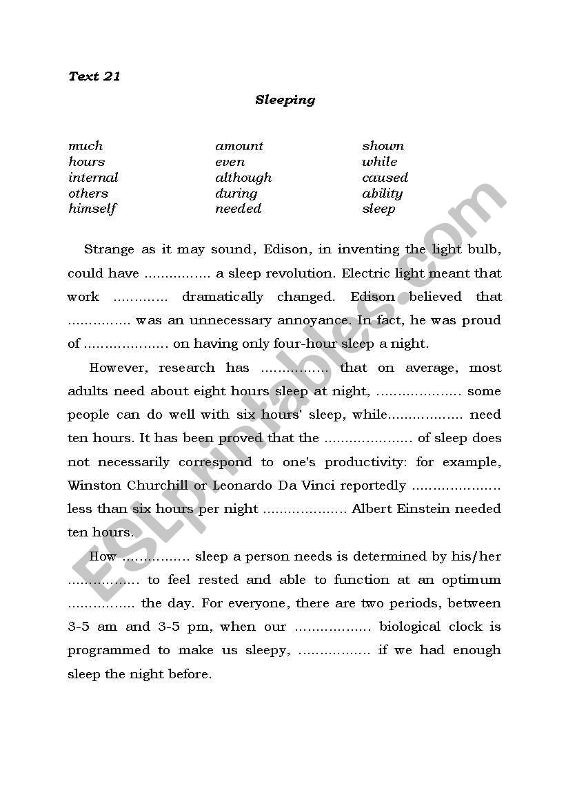 Gap-filling Part 3 worksheet