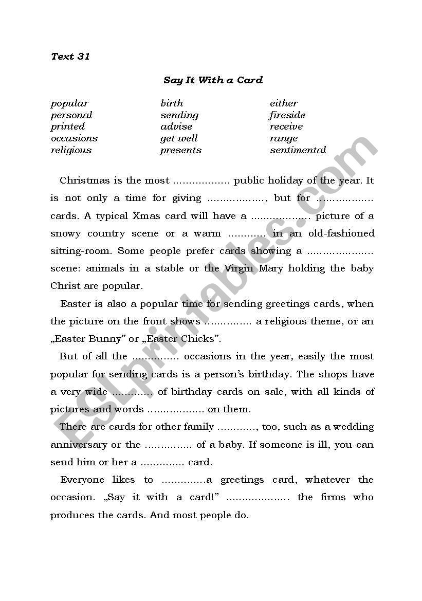 Gap-filling Part 4 worksheet