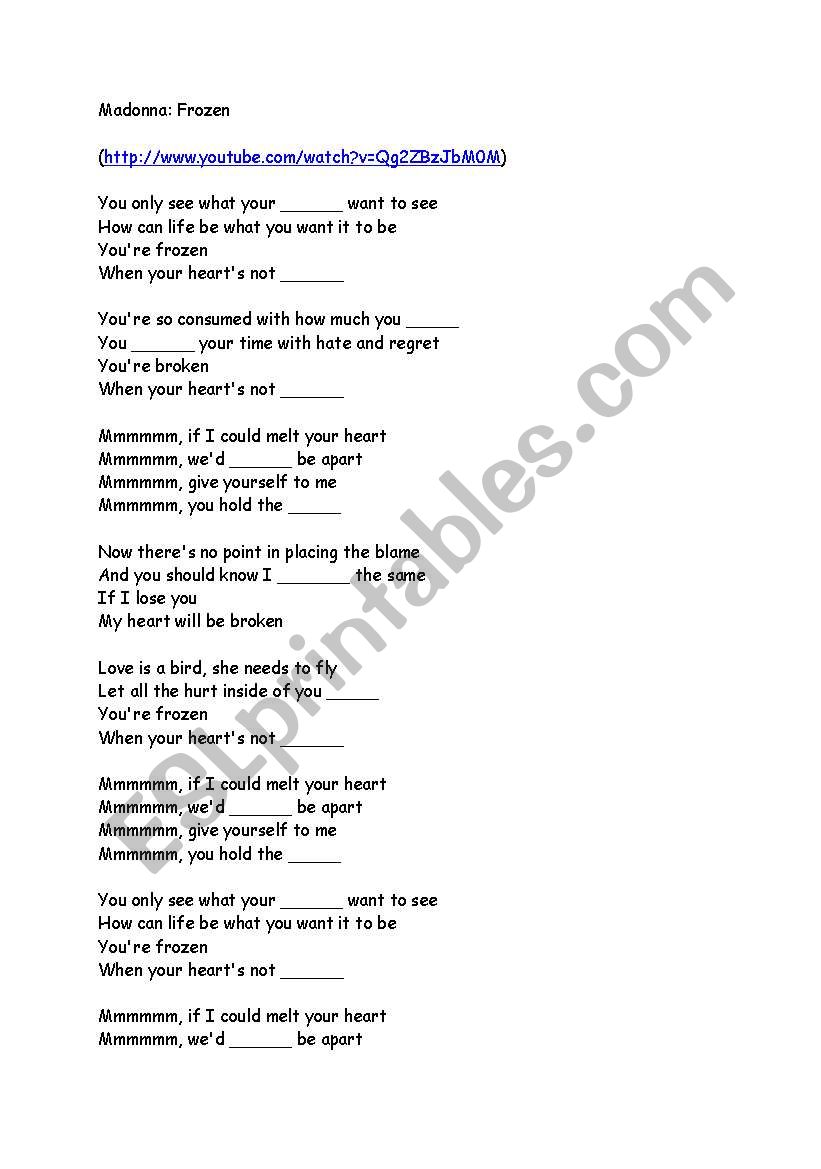 Madonna: Frozen  worksheet