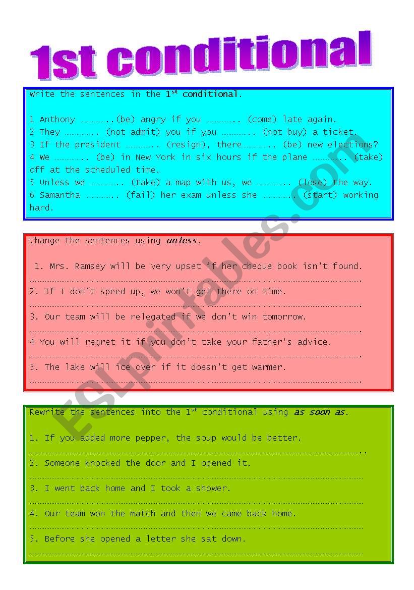 First conditional worksheet