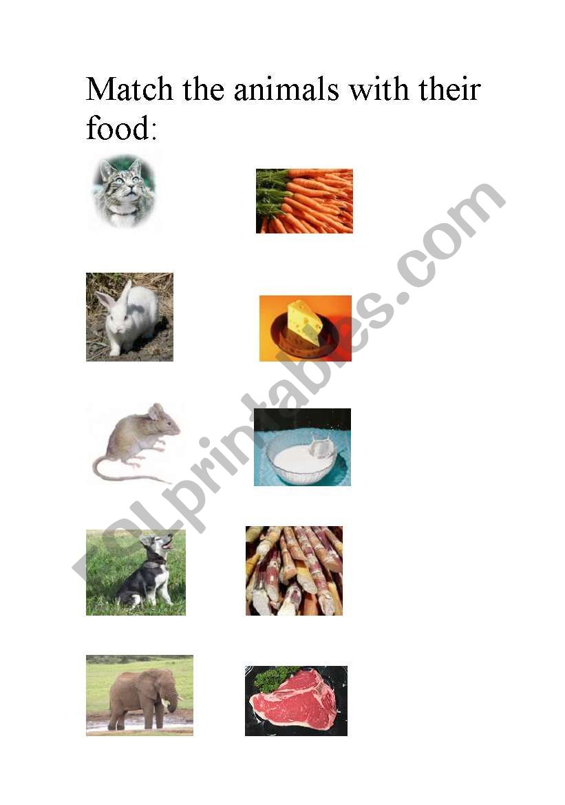 Animals in want of food. worksheet
